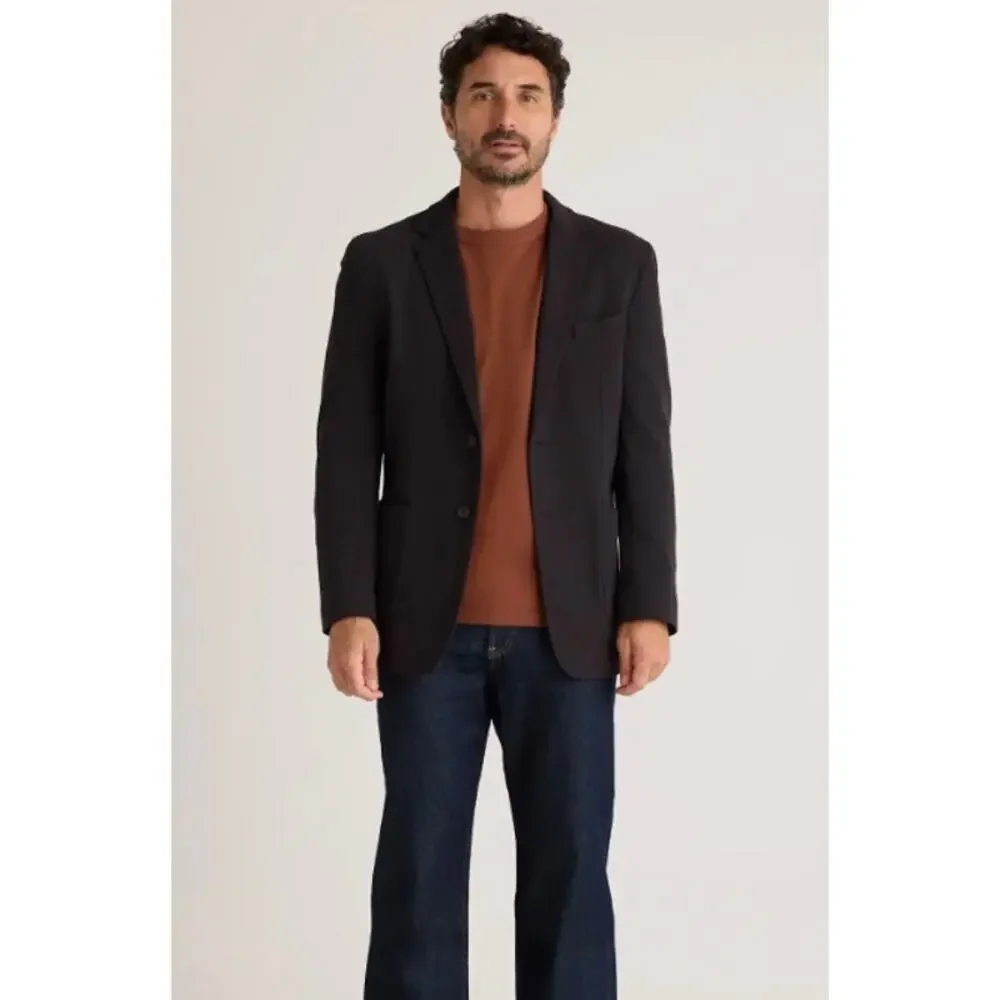 New! Quince Men's Cotton Pique Knit Blazer Black Sz Large